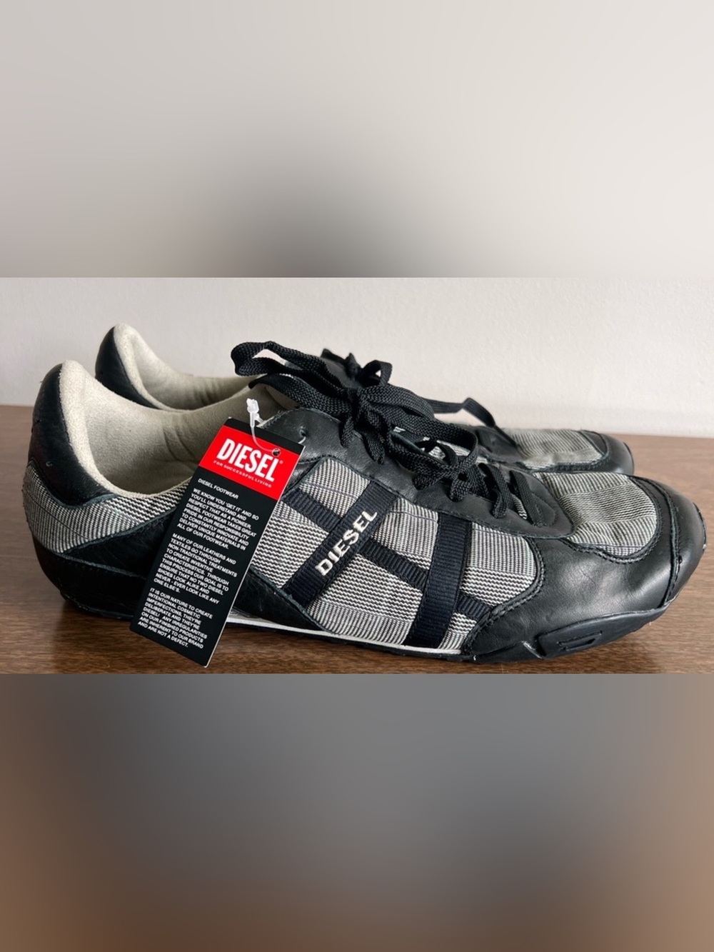 Diesel Black and Gray Low-Top Sneakers